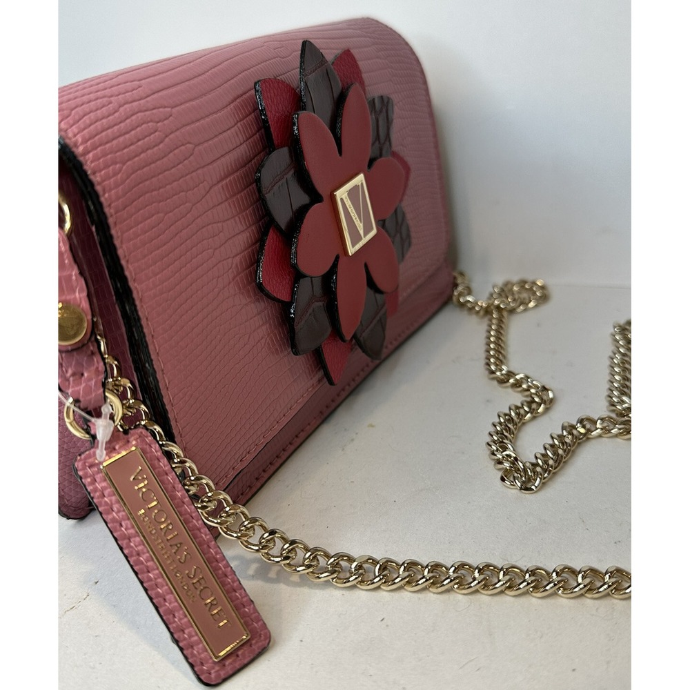 Victoria's Secret Mini Shoulder Bag Pink with Floral‎ Accent - Picture 4 of 9
